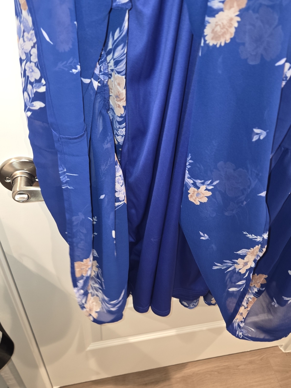 torrid Blue Floral Tiered Midi Dress with Cream and Tan Blooms - Picture 8 of 10